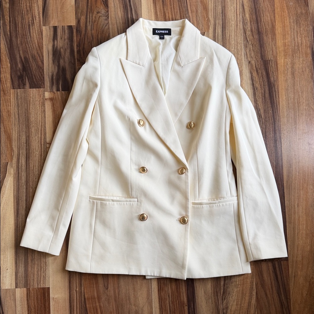Express Women's Double-Breasted Cream Blazer